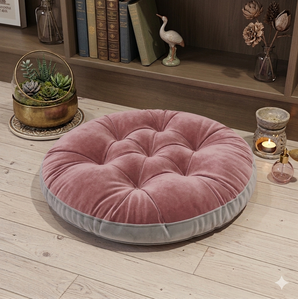 Pair of Premium Velvet Round Sitting Cushion