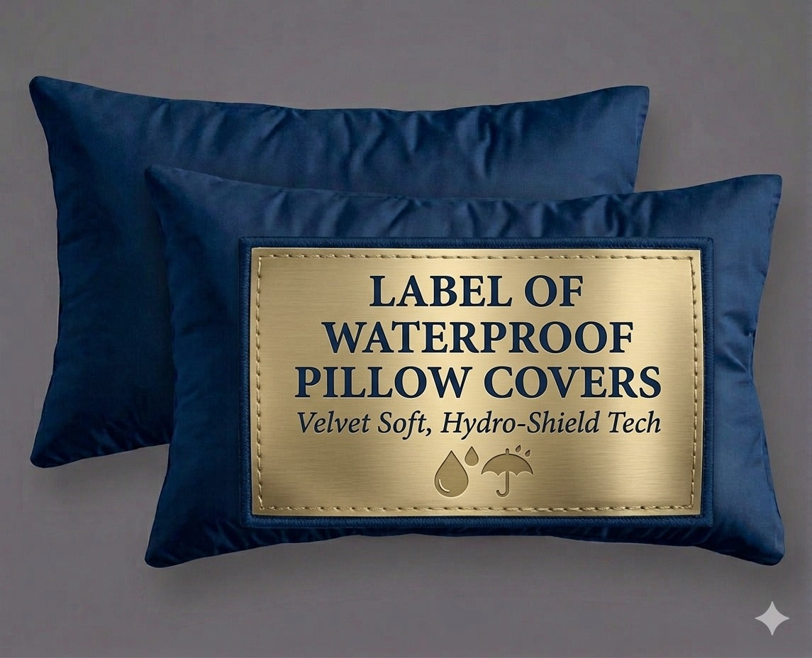 Navy blue waterproof velvet pillow covers with Hydro-Shield technology
