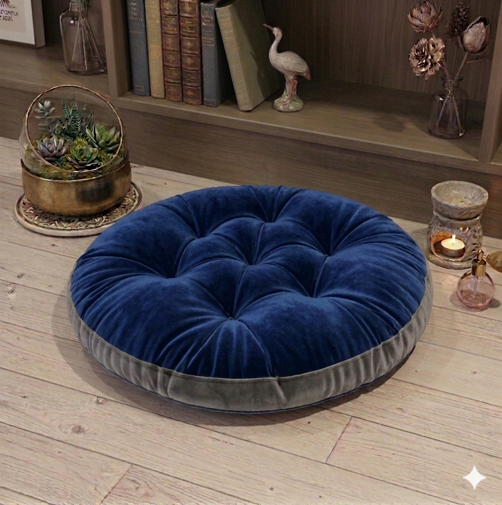 Pair of Premium Velvet Round Sitting Cushion