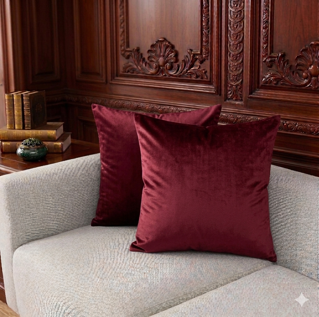 Pair of Velvet Plain Custions