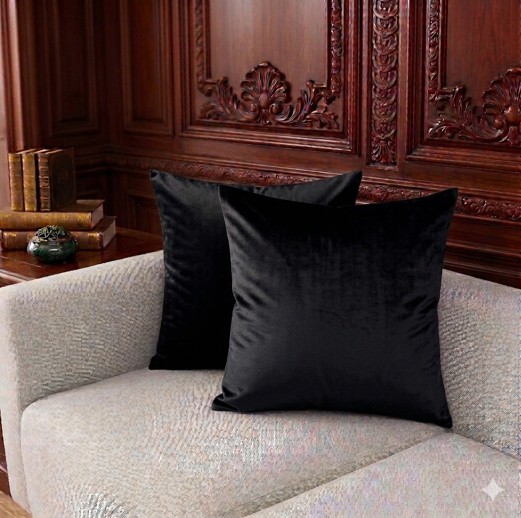 Pair of Velvet Plain Custions