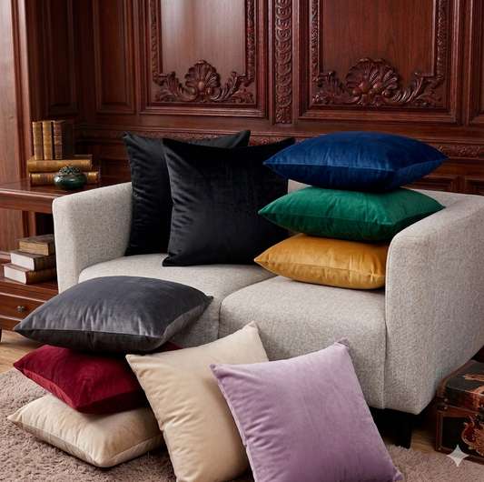 Pair of Velvet Plain Custions