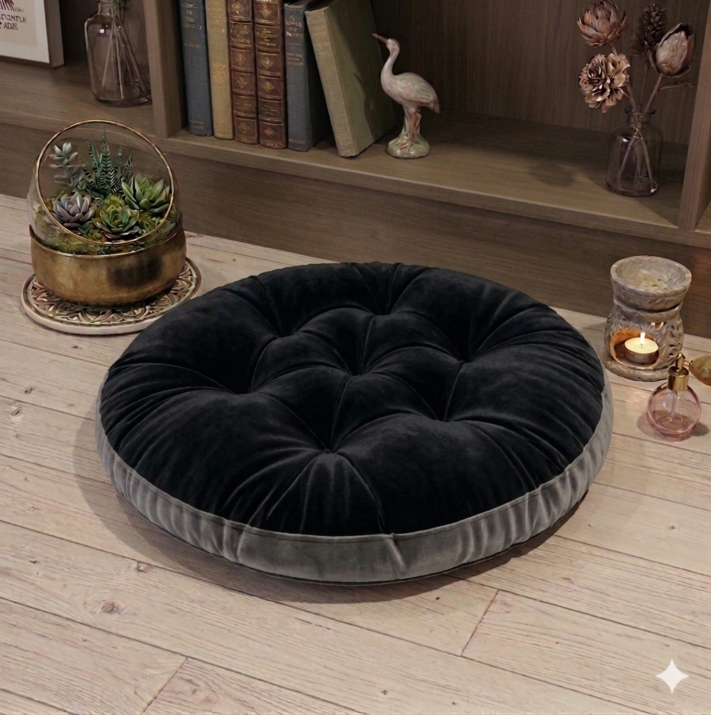 Pair of Premium Velvet Round Sitting Cushion