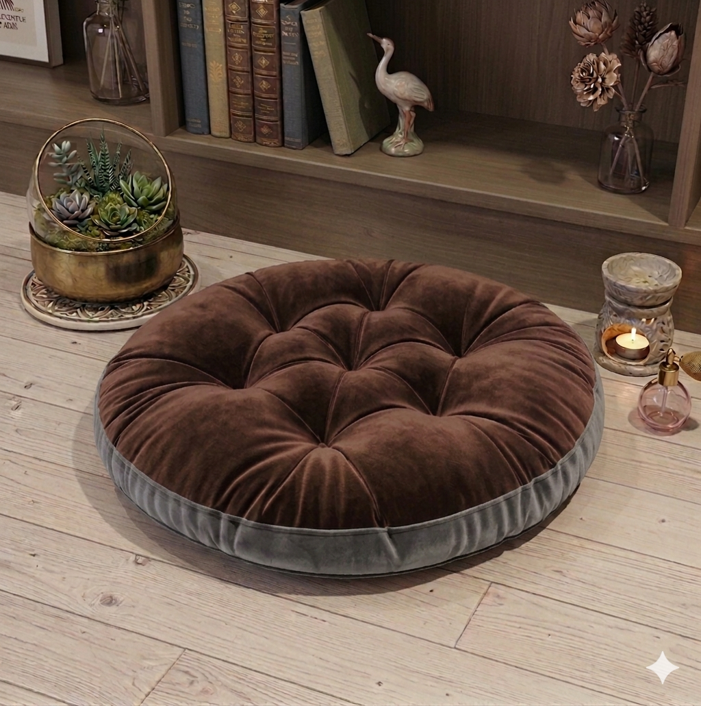 Pair of Premium Velvet Round Sitting Cushion