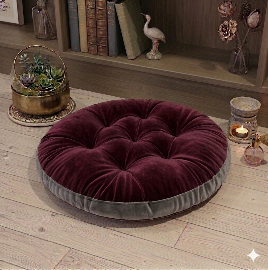 Pair of Premium Velvet Round Sitting Cushion