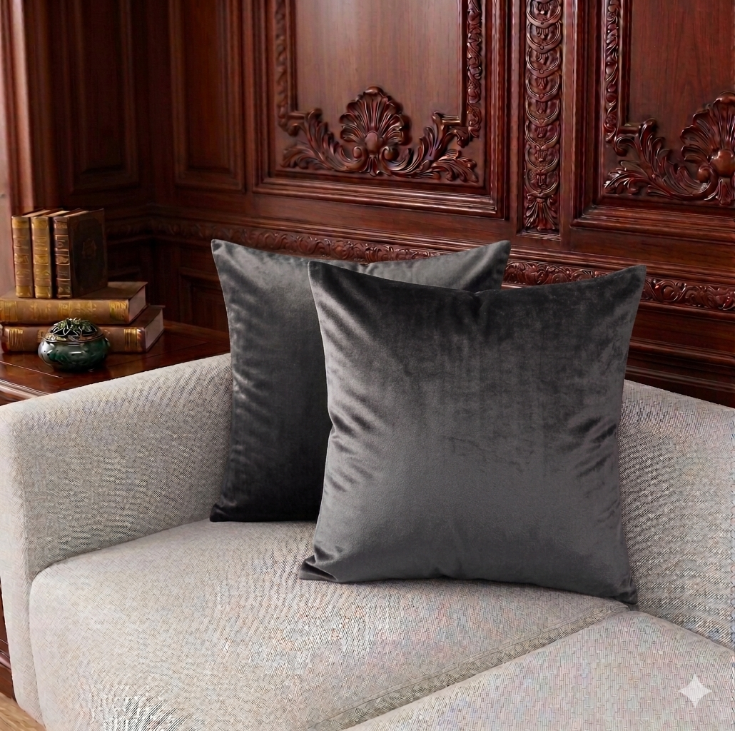 Pair of Velvet Plain Custions